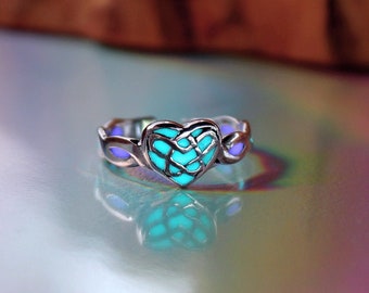 Celtic Heart knots / Toe Ring Glow in the Dark / Sterling Silver 925 ring /  Midi Ring /