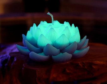 Lotus Candle Glow in the Dark / Purple Lotus Flower /