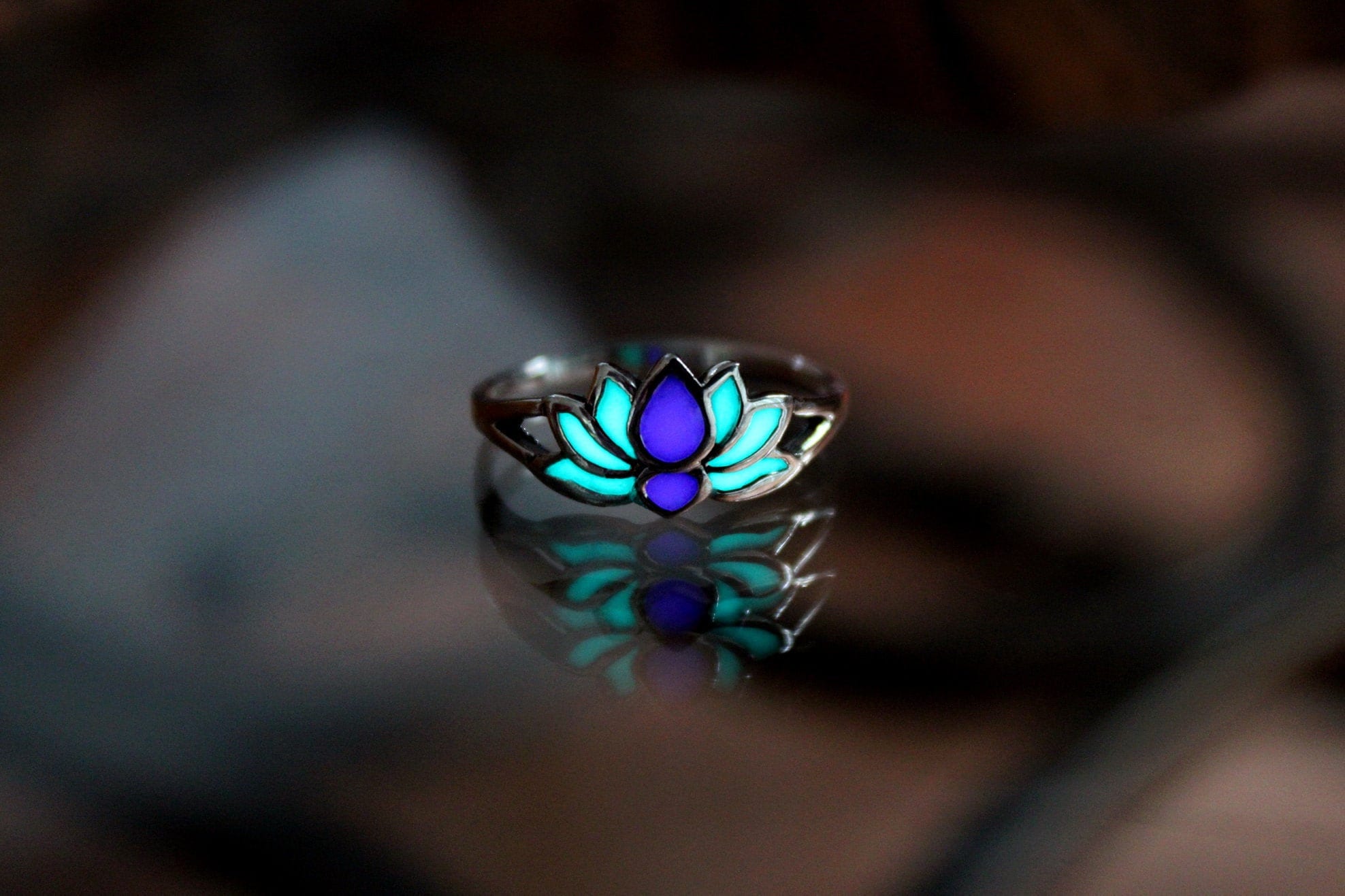 Flower Ring Glow in the Dark / Sterling Silver 925 / – PAPILLON9