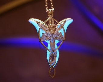 Angel necklace Glow in the Dark / Sterling Silver 925 Pendant / Silver Angel Pendant / Elfic Pendant /