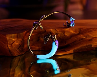 Mermaid Ear Clip Glow in the Dark / Mermaid Ear Cuff / Silver Mermaid /