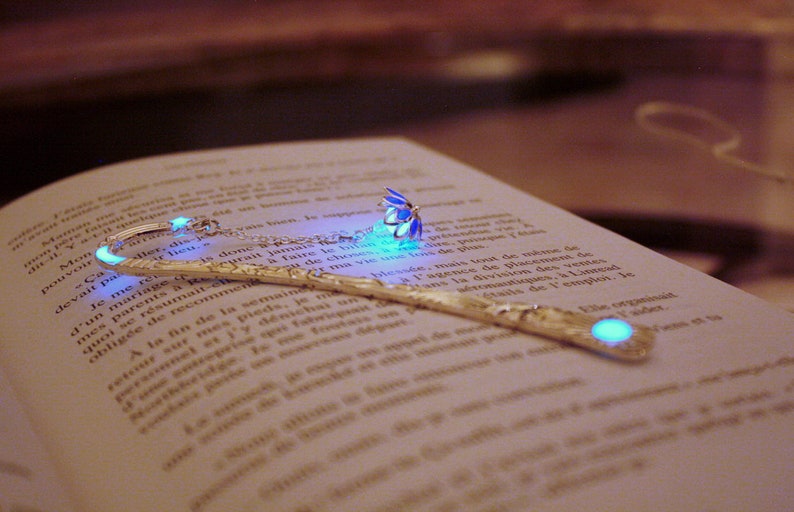Lotus Bookmark Glow in the Dark / Silver Flower Bookmark / Purple Lotus / Blue Lotus / image 7