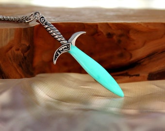 Elvish Sword Pendant / Glow in the Dark / Silver Sword /