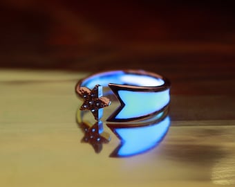 Shooting Star Ring Glow in the Dark / Sterling Silver Ring / Celestial Ring /