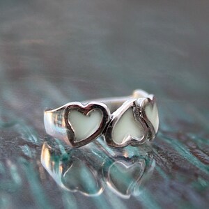 Hearts Toe Ring / Glow in the Dark / Sterling Silver 925 / Midi Ring / image 5