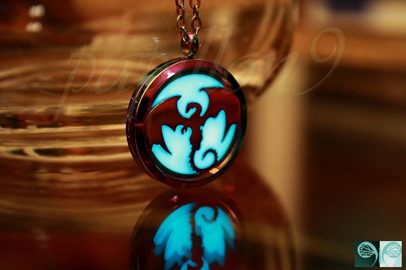 Rainblow Dragon Glow in the Dark Dragon Locket Stainless Steel Glow Dragon