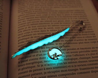 Fairy Bookmark Silver 925 / Glow in the Dark / Feather Bookmark / Luminous Bookmark /