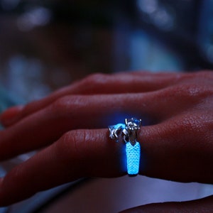 Mermaid Ring Glow in the Dark / Sterling Silver Ring / Wrap Mermaid ...