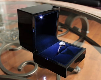 Lustrous Black Led Box / Luxury Jewelry Box / High Gloss Jewelry Box /