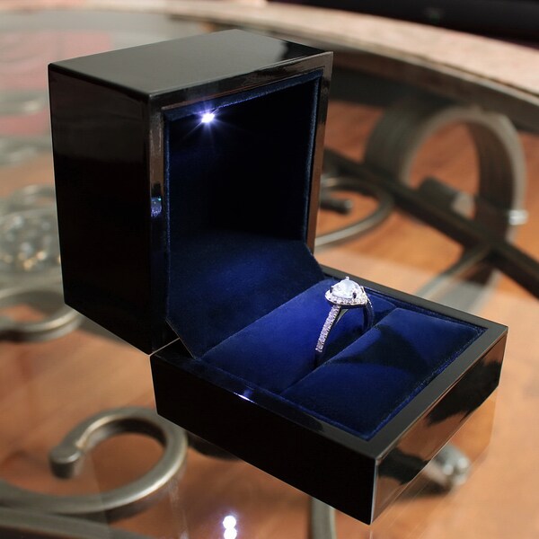 Lustrous Black Led Box / Luxury Jewelry Box / High Gloss Jewelry Box /