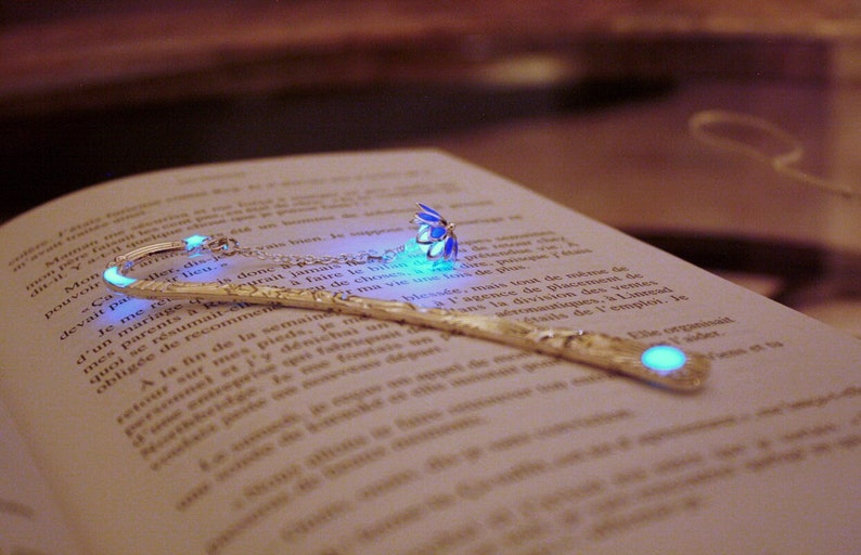 Lotus Bookmark Glow in the Dark / Silver Flower Bookmark / Purple Lotus / Blue Lotus / image 1