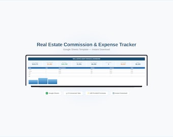 Commissietracker voor makelaars | Financiële planner voor Google Spreadsheets (digitale download)