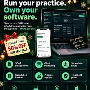 Therapist Client Tracker & Practice Manager | SOAP Notes, Supervision Hours, Superbills | Offline App, No Subscription, Instant Download