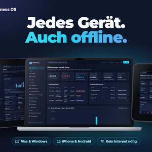 Business OS Offline-App — compatible with Chrome, Edge, Firefox, Safari; data stays local