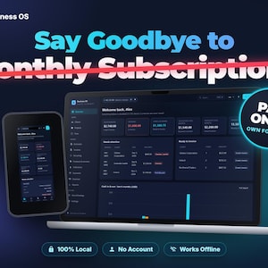 Business OS Offline App | Invoice Generator Bookkeeping CRM Expense Tracker Time Billing | Small Business Dashboard No Subscription Lifetime