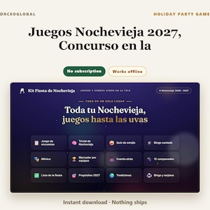 Juegos Nochevieja 2027, Concurso en la Tele, Trivial, Bingo, Cuenta Atrás con 12 Campanadas para las Uvas, Familia, App Offline