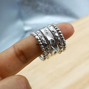 Ring • Boho Strukturierte stapelbare Bands • Handgemachte Silber Schmuck Geschenk für Frauen • Midi Ringe