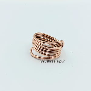 Handgjord kopparspiralring | Minimalistisk flertrådig trådlindningsring | Rustikt statementarmband