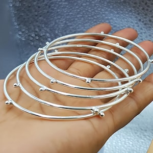 Armbandsset i 925 sterlingsilver med kulor, stapelbart pärlarmband, minimalistiska prickiga smala armband