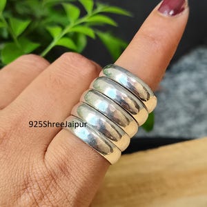 Set di 5 anelli impilabili in argento sterling massiccio, stile boho a forma di cupola.