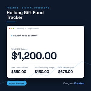 Holiday Gift Fund Tracker | Christmas Savings Spreadsheet Per Recipient | Google Sheets Budget Planner