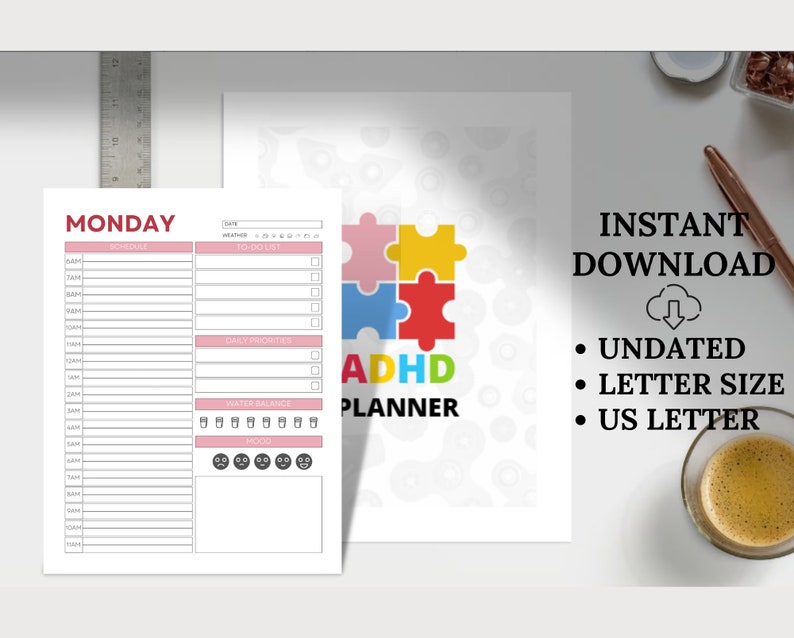 Printable ADHD Planner, ADHD Planner for Adults, Life Planner for ADHD