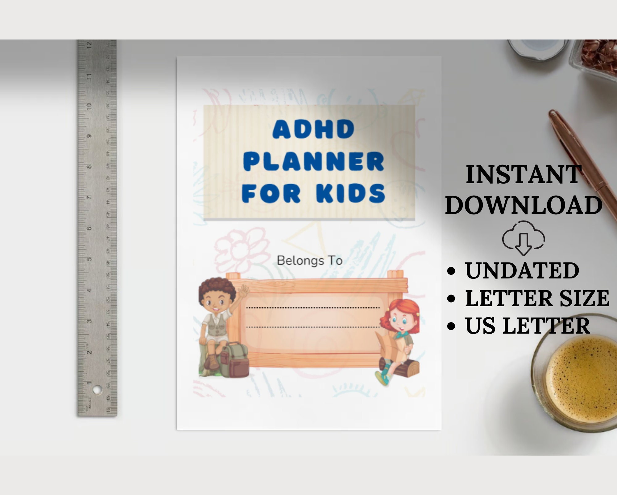 Printable ADHD Planner for Kids ADHD Planner Student School Checklist ...