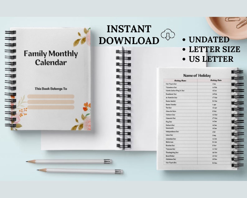 PRINTABLE 2024 Family Planner 2024 Family Calendar, 2024 Monthly
