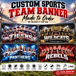 Banner personalizado para equipos deportivos: Banner de béisbol, sóftbol, ​​fútbol americano y baloncesto (banner digital para equipos)