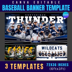 編集可能な野球チームバナーテンプレート、Canva野球チーム写真バナー、野球試合日バナー、野球バナーポーズ