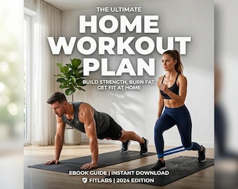 Plan d'entraînement à domicile imprimable, PDF guide de remise en forme de 7 jours, exercices d'haltères et de poids corporel, planificateur d'entraînement des fessiers, téléchargement numérique