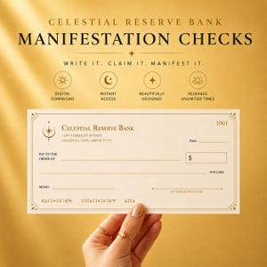 Manifestation Check Printable to Attract Money & Abundance, Law Of Attraction, Money Ritual Spiritual Scripting Download, Vision Board Tool