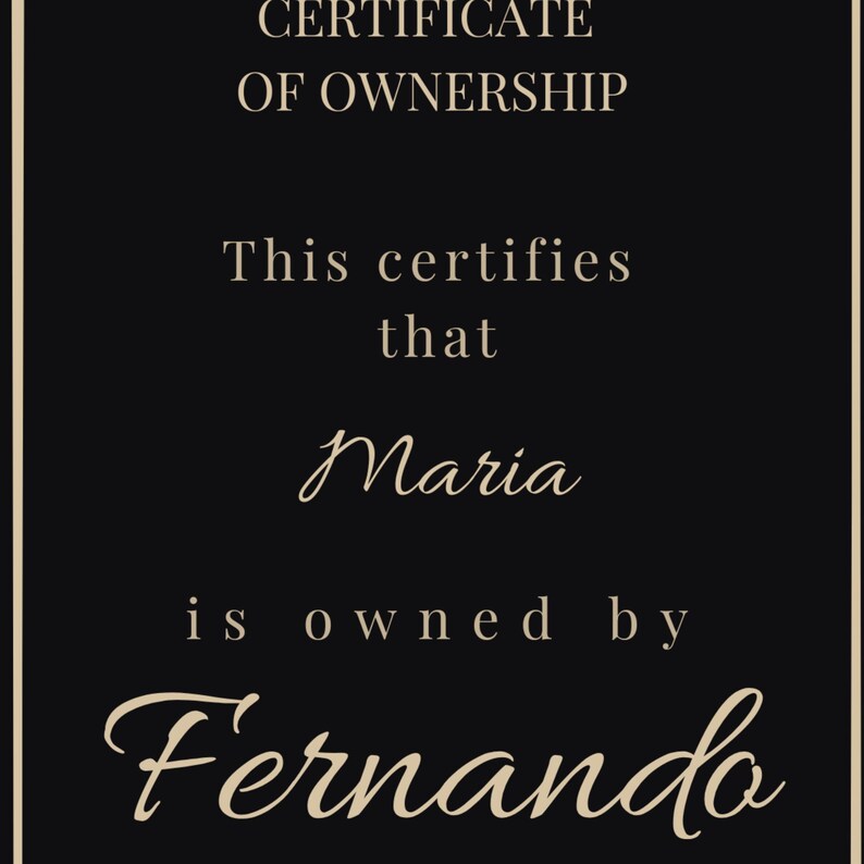 Personalized BDSM Ownership Certificate Print, Custom Dominant ...