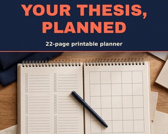 Thesis Planner Printable, Dissertation Planner for Masters & PhD Students, Undated Academic Research Planner PDF