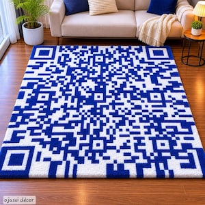 Custom QR Code Rug, Personalized Business Logo Rug, Interactive Scanable Floor Mat, Tech Home Decor, Unique Client Gift, Custom Tufted Rug