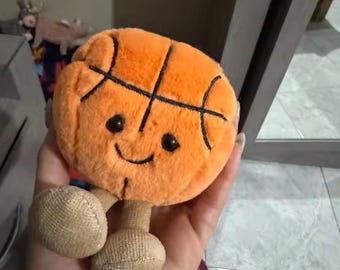 Cute Basketball Plush Toy, Soft Orange Sports Plushie, Kawaii Round Stuffed Ball, Nursery Decor, Cozy Gift for Kids & Sports Lovers