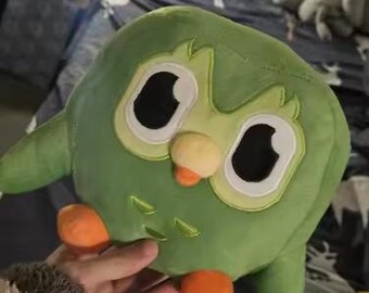Duolingo Owl Plush – Cute Kawaii Soft Plush Toy | Green Anime-Style Collectible Owl Doll | Fun Learning App Gift
