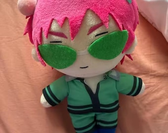 Pink Hair Psychic Anime Plush Doll – Cute Glasses Character Cosplay Plushie, Soft Kawaii Collectible Gift