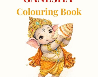 Libro para colorear de Baby Ganesha para adultos / Diseños de mandalas hindúes, alivio del estrés (descarga digital)