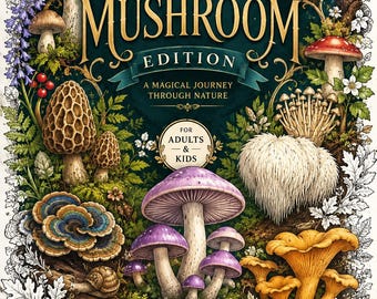 Botanical Coloring Book - Mushroom Edition | PDF Download | For Kids and Adults | Digital Product