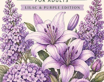 Botanical Coloring Book Lilac Purple Edition | 20 Adult Pages (Digital Download)