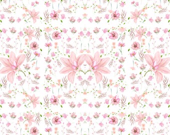 Pink Serenity Garden Seamless Pattern | Romantic Pink Floral Digital Paper | Watercolor Flower Design for Fabric, Stationery & POD