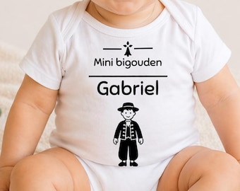 Body Bébé Personnalisé Breton - Mini Bigouden - Prénom au choix - Cadeau naissance Bretagne - Grenouillère - Barboteuse