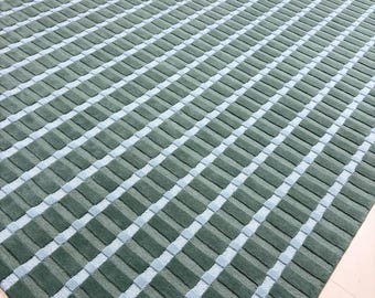 Modern Green Striped Handtufted Wool Carpet