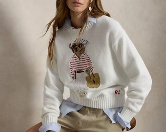 Polo Ralph Lauren Polo Bear Cotton-Blend Crewneck Sweater – Nautical Summer Edition