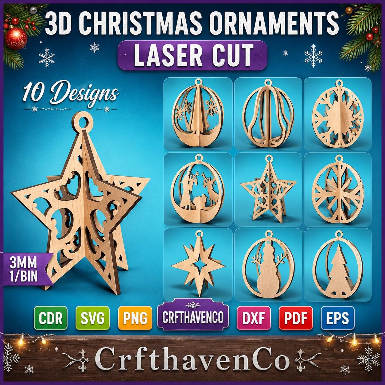 220 Christmas Laser Cut Designs Bundle (SVG, PNG, DXF) - Etsy