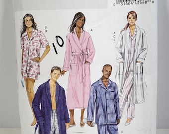 Butterick 5537 misses and men's robe, belt, top, shorts, and pants UNcut