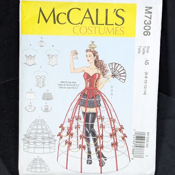McCall's 7306 corsets shorts collars hoop skirts & crown steampunk costume size 6-14