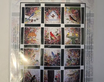 Rachel's Bird Garden block of the month Cedar Waxwing block # 9 Easy Watercolor quilt kits