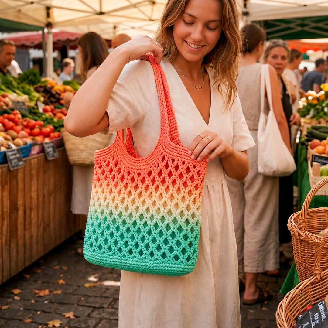 Easy Crochet Tote Bag Pattern PDF | Mesh Market Bag | Beginner Friendly ...